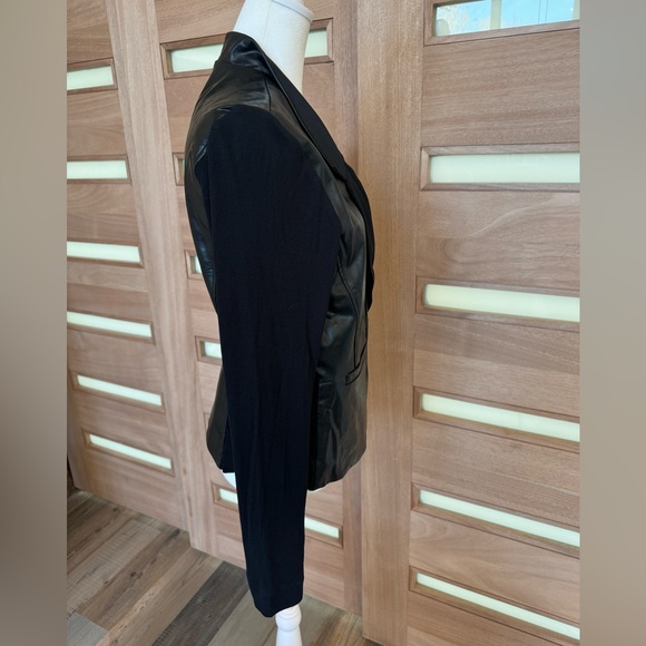 Lola & Sophie Leather Sweater Sleeve Jacket in Black - Size L - Picture 3 of 9
